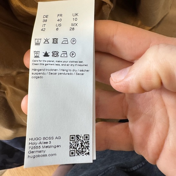 HUGO BOSS Drupe Belted Linen Blend Dress in Camelhair Size US 6 NWT - Picture 12 of 13